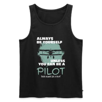 Pilot - Männer Premium Bio Tank Top - Schwarz - Vorne - Michal (187cm)