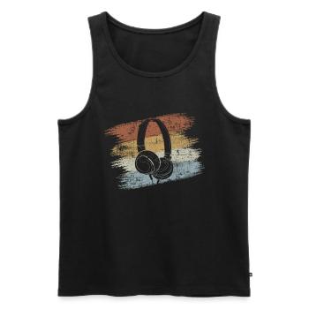 Headphones - Men's Premium Organic Tank Top - black - Front - AI Model Male 178 light (178cm)
