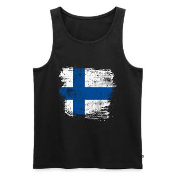 Drapeau de la Finlande - Débardeur bio Premium Homme - noir - Devant - Michal (187cm)