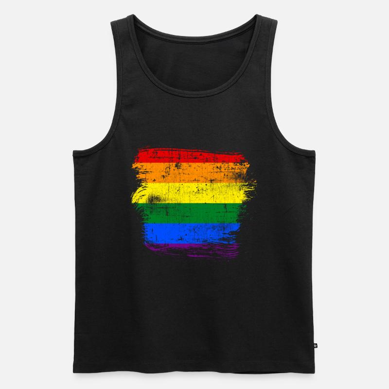 LGBT Regenbogenfahne - Männer Premium Bio Tank Top - Schwarz
