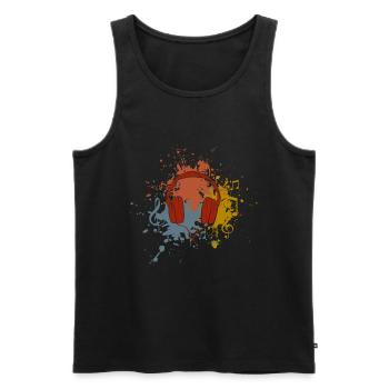 Écouteurs musique rétro - Débardeur bio Premium Homme - noir - Devant - Michal (187cm)