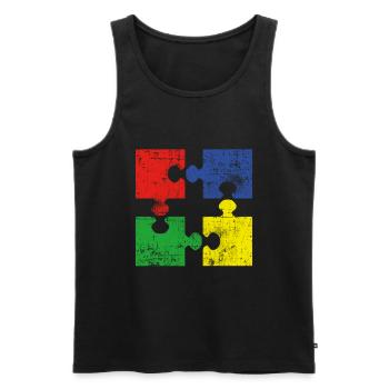 Puzzle - Men's Premium Organic Tank Top - black - Front - Michal (187cm)