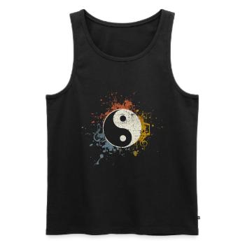 Musique de méditation Yin Yang - Débardeur bio Premium Homme - noir - Devant - Michal (187cm)