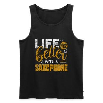 Saxophon - Männer Premium Bio Tank Top - Schwarz - Vorne - Michal (187cm)