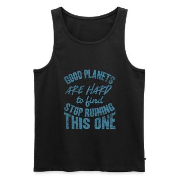 Climate protection - Men's Premium Organic Tank Top - black - Front - AI Model Male 178 light (178cm)