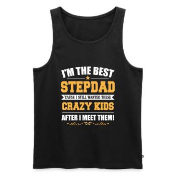 Best Step Dad Because I Still Wanted These Crazy - Men's Premium Organic Tank Top - black - Front - AI Model Male 178 light (178cm)