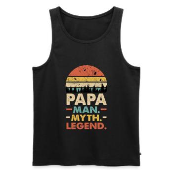 Papa Man Myth Legend Vintage Retro Sunset Fathers - Männer Premium Bio Tank Top - Schwarz - Vorne - Michal (187cm)