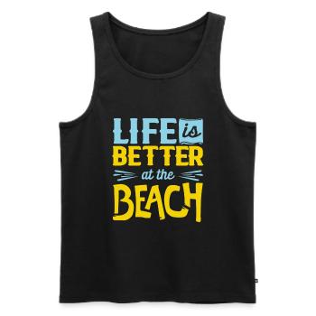Strand - Männer Premium Bio Tank Top - Schwarz - Vorne - Michal (187cm)