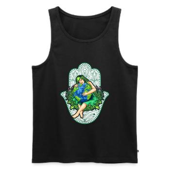 Mother Earth, Gaia with Mandala, nature gift idea - Men's Premium Organic Tank Top - black - Front - AI Model Male 178 light (178cm)
