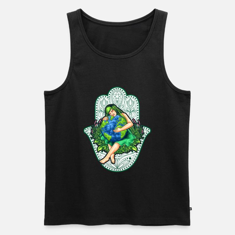 Mutter Erde, Gaia mit Mandala, Natur Geschenkidee - Männer Premium Bio Tank Top - Schwarz