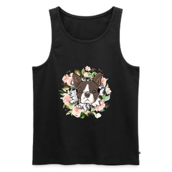Süsser Kleiner Boston Terrier Geschenk - Männer Premium Bio Tank Top - Schwarz - Vorne - Michal (187cm)