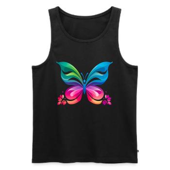 Papillon arc-en-ciel - Débardeur bio Premium Homme - noir - Devant - Michal (187cm)