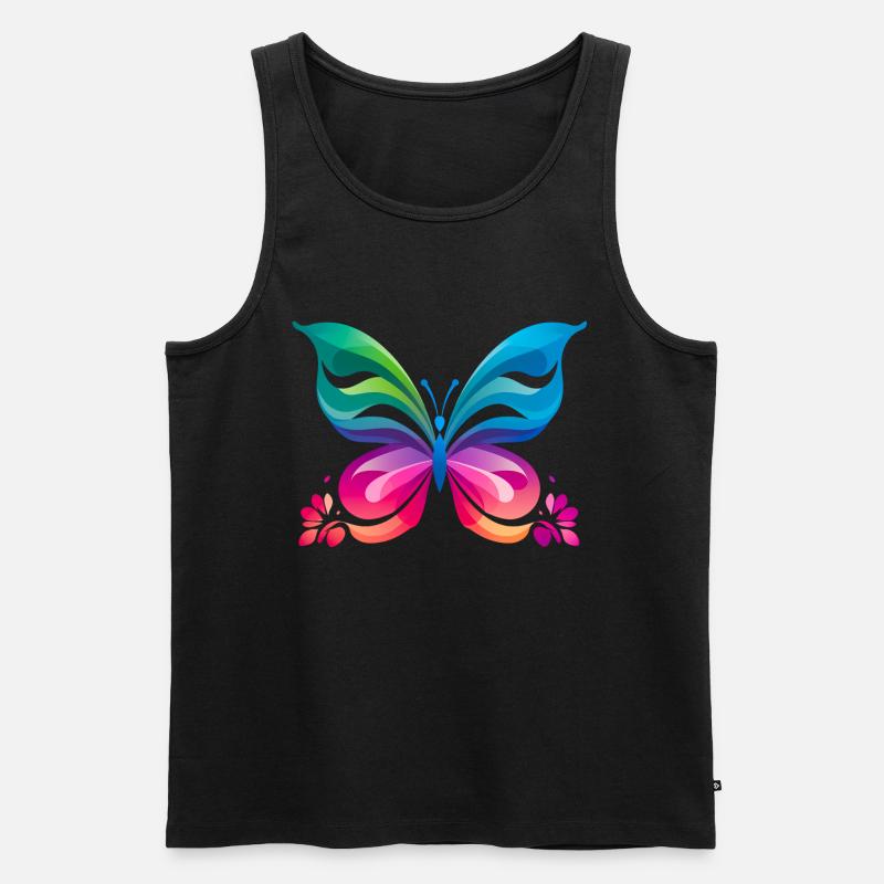 Regenbogen Schmetterling - Männer Premium Bio Tank Top - Schwarz