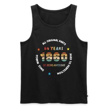 64 Jahre alt Baujahr 1960 Jahrgang März 1960 - Männer Premium Bio Tank Top - Schwarz - Vorne - AI Model Male 178 light (178cm)