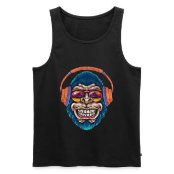 Monkey DJ Affe mit Kopfhörer Sonnenbrille Geschenk - Männer Premium Bio Tank Top - Schwarz - Vorne - AI Model Male 178 light (178cm)