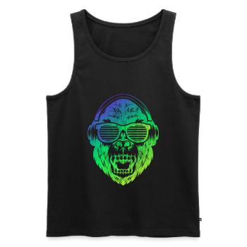 DJ Monkey Affe mit Kopfhörern Sonnebrille Affe - Männer Premium Bio Tank Top - Schwarz - Vorne - AI Model Male 178 light (178cm)