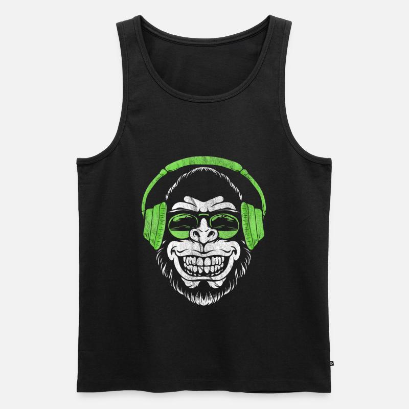 Monkey DJ Affe - Männer Premium Bio Tank Top - Schwarz