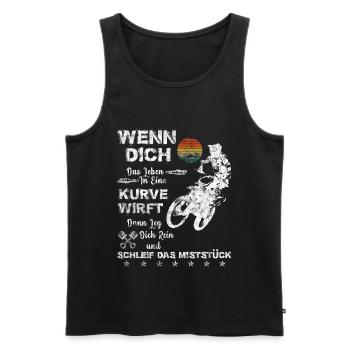 Biker Motocross Supermoto Bike Zweirad Vintage - Männer Premium Bio Tank Top - Schwarz - Vorne - Michal (187cm)