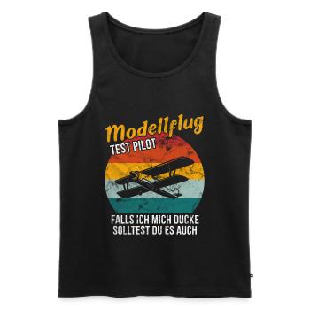 Modellflug Testpilot Modellflugzeug Vintage - Männer Premium Bio Tank Top - Schwarz - Vorne - Michal (187cm)