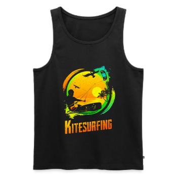 Vintage KITE Surfer Kiten Kiteboarding Retro Kites - Männer Premium Bio Tank Top - Schwarz - Vorne - Michal (187cm)