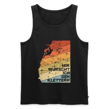 Mir Wurscht Ich geh Klettern Vintage - Männer Premium Bio Tank Top - Schwarz - Vorne - Michal (187cm)