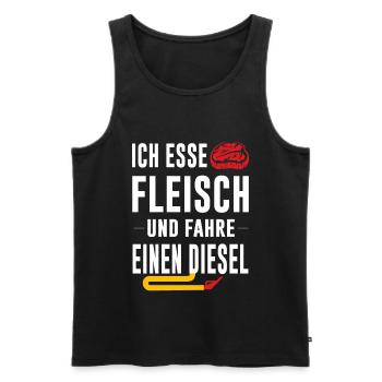 Fleisch essen Diesel fahren lustiges Geschenk - Männer Premium Bio Tank Top - Schwarz - Vorne - Michal (187cm)