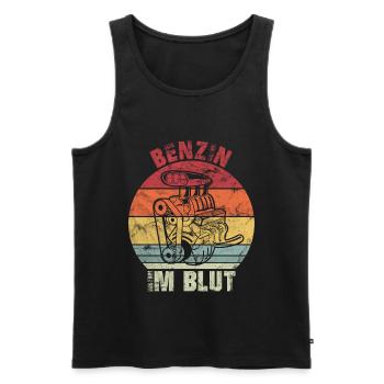 Benzin im Blut - Männer Premium Bio Tank Top - Schwarz - Vorne - Michal (187cm)