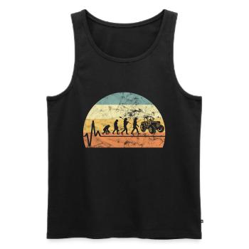 Traktor Herzschlag Vintage Landwirtschafft - Männer Premium Bio Tank Top - Schwarz - Vorne - Michal (187cm)