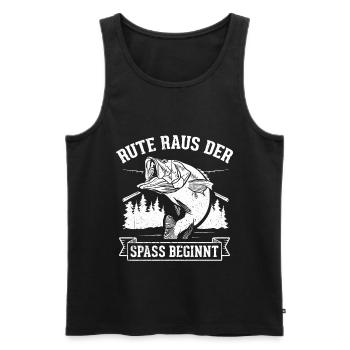 Rute Raus der Spass beginnt Angelrute Angler Gesch - Männer Premium Bio Tank Top - Schwarz - Vorne - Michal (187cm)