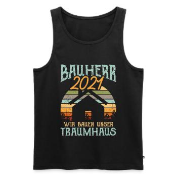 Bauherr 2021 Hausbau Häuslebauer Geschenkidee - Männer Premium Bio Tank Top - Schwarz - Vorne - Michal (187cm)