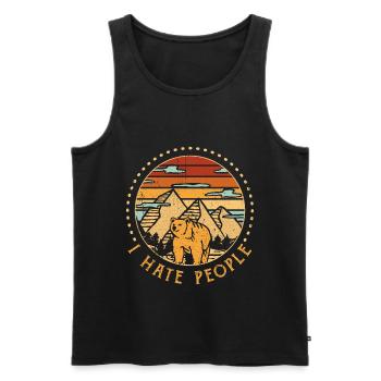 Bears I Hate People Retro Vintage - Men's Premium Organic Tank Top - black - Front - Michal (187cm)