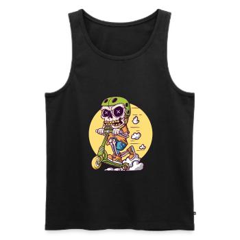 Skull Tretroller - Männer Premium Bio Tank Top - Schwarz - Vorne - AI Model Male 178 light (178cm)
