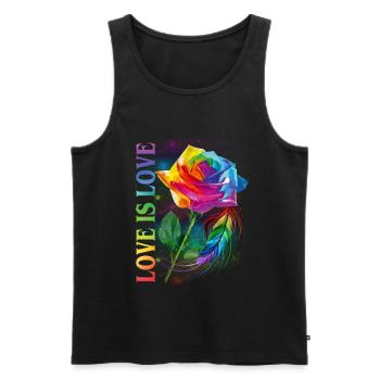 Love Is Love Rainbow Rose LGBT Gay - Männer Premium Bio Tank Top - Schwarz - Vorne - Michal (187cm)