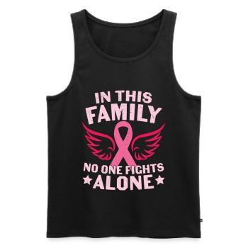 In this Family No one Fights Alone Breast Cancer - Débardeur bio Premium Homme - noir - Devant - Michal (187cm)
