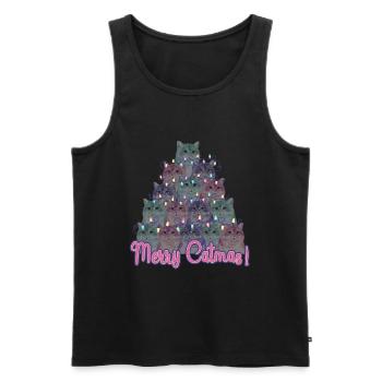 Merry Catmas Christmas Cats - Men's Premium Organic Tank Top - black - Front - Michal (187cm)