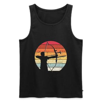 Retro Bogenschießen Bogenschütze Vintage Bogen Jag - Männer Premium Bio Tank Top - Schwarz - Vorne - Michal (187cm)