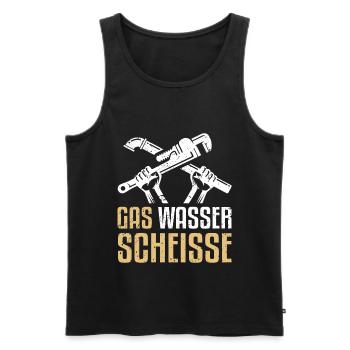Gas Wasser Scheisse - Lustiger Klempner Spruch - Männer Premium Bio Tank Top - Schwarz - Vorne - Michal (187cm)