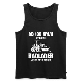 Ab 100 km/h zieht mein Radlader etwas nach Rechts - Männer Premium Bio Tank Top - Schwarz - Vorne - AI Model Male 178 light (178cm)