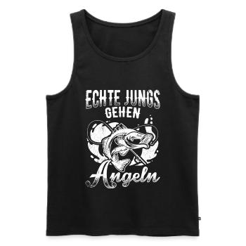 Echte Jungs gehen Angeln - Angler Fischer Geschenk - Männer Premium Bio Tank Top - Schwarz - Vorne - Michal (187cm)