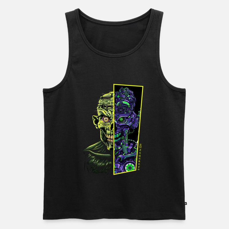 Zombie vs. Roboter - Männer Premium Bio Tank Top - Schwarz