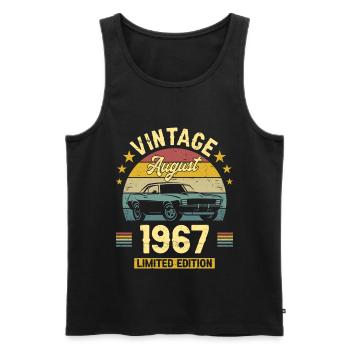 Vintage August 1967 55 years anniversary - Men's Premium Organic Tank Top - black - Front - AI Model Male 178 light (178cm)