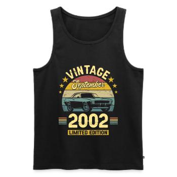 Vintage Septembre 2002 20 Ans Anniversaire - Débardeur bio Premium Homme - noir - Devant - Michal (187cm)