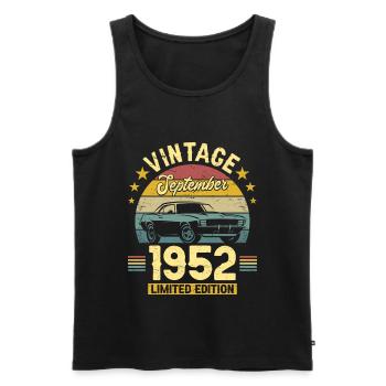 Vintage Septembre 1952 70 Ans Anniversaire - Débardeur bio Premium Homme - noir - Devant - Michal (187cm)