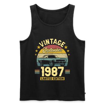 Vintage September 1987 35 years Anniversary - Men's Premium Organic Tank Top - black - Front - Michal (187cm)