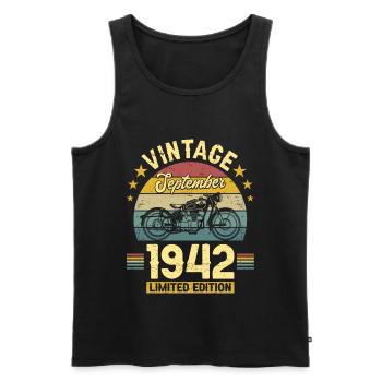 Vintage September 1942 80 years Anniversary - Men's Premium Organic Tank Top - black - Front - Michal (187cm)