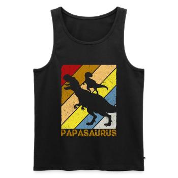 Papasaurus Dinosaurier Papa Saurus Vatertags Gesch - Männer Premium Bio Tank Top - Schwarz - Vorne - Michal (187cm)