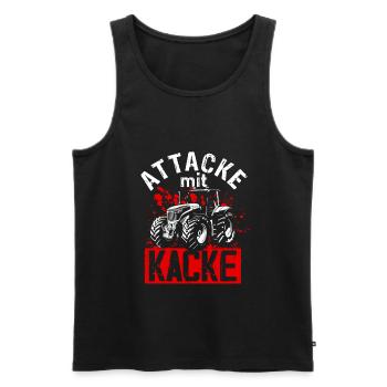 Attacke mit Kacke Traktor Bauer - Lustiger Spruch - Männer Premium Bio Tank Top - Schwarz - Vorne - Michal (187cm)