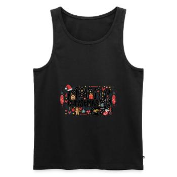Merry Christmas Weihnachten Design Geschenk - Männer Premium Bio Tank Top - Schwarz - Vorne - Michal (187cm)