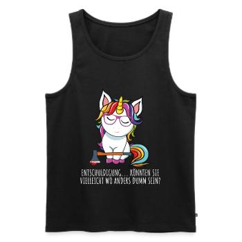 Frecher Teenager Spruch Einhorn Dumm sein - Männer Premium Bio Tank Top - Schwarz - Vorne - Michal (187cm)