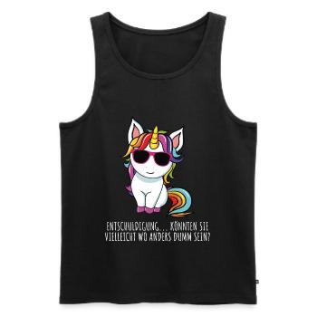 Frecher Einhorn Teenager Spruch Dumm sein? - Männer Premium Bio Tank Top - Schwarz - Vorne - Michal (187cm)